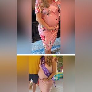 MATERNITY Pink floral runched dress!